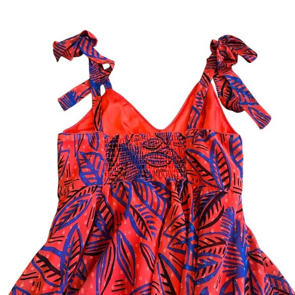 Alexis For Target Flowy Hem Leaf Print Dress Tie Shoulders Smocked Top Small - Picture 8 of 12